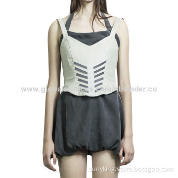 High-end Women's Bubble Dress, Halter Style/100% Cupro Italy/Japan Fabrics/Paris Background DesignerNew